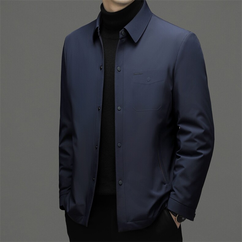 中年男士加厚商务休闲羽绒服2023冬季新款翻领纯色男装鹅绒外套,男装羽绒服,电商B212（原钱塘6029）
