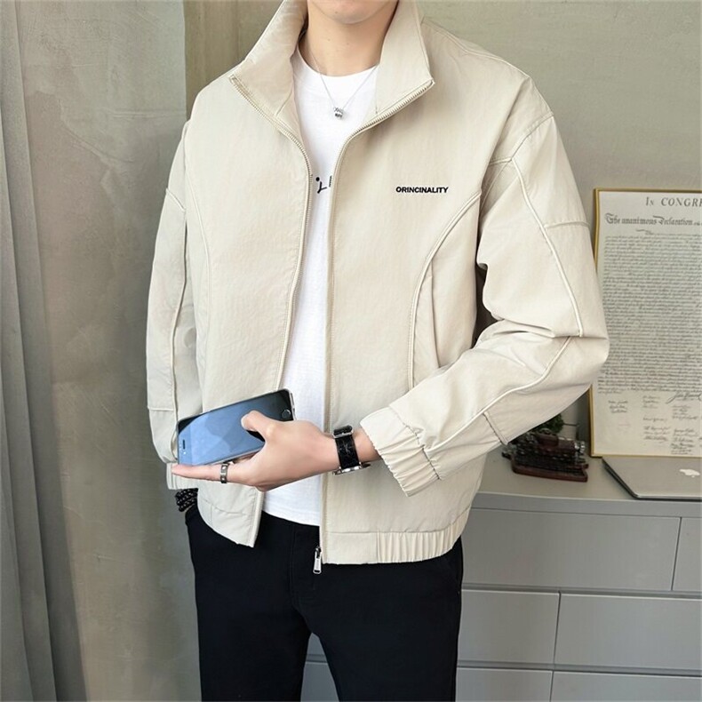 2025春季店主风新款宽松休闲青年男士立领夹克外套男2501-P120，男装夹克，电商A413