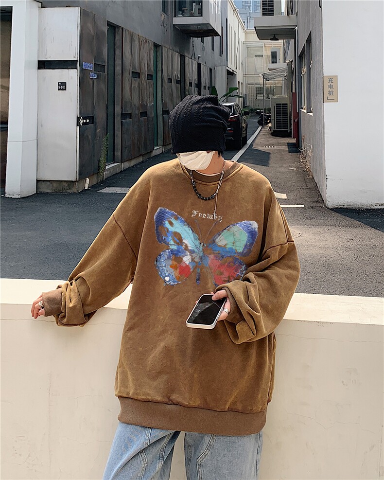 22新款秋复古美式水洗做旧宽松连帽男女中性卫衣301B-JB7897-P58,男装卫衣,星座301B