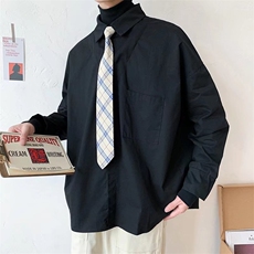 秋季假两件衬衫男长袖宽松百搭ins韩版潮流拼接潮外套C301P42，男装衬衫，星座1116-2