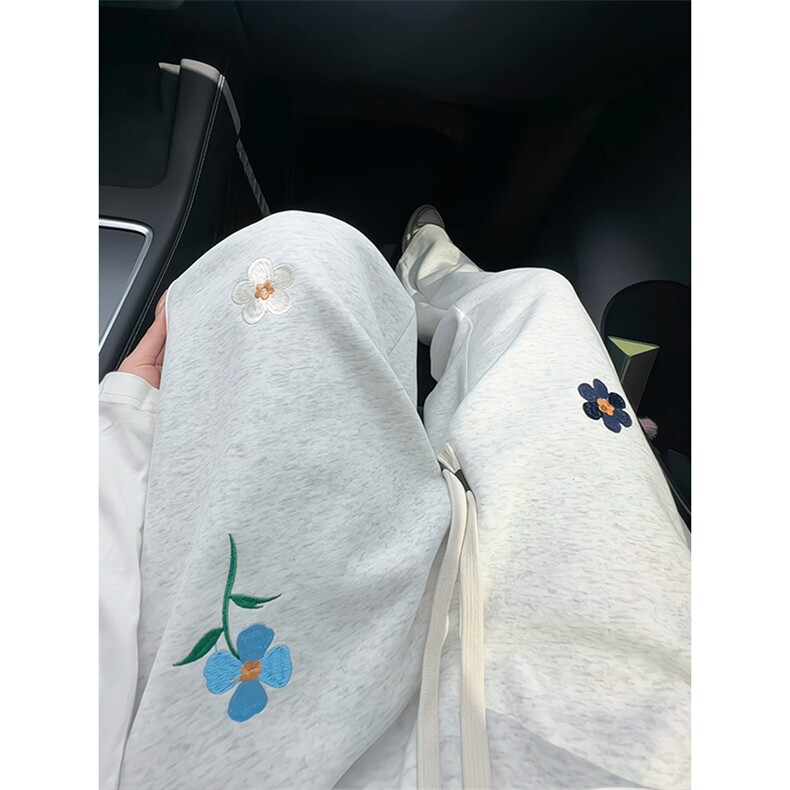秋季新款潮流复古华棉卫裤花朵刺绣大码休闲裤男K5774-特P40控78,男装休闲裤,电商A001