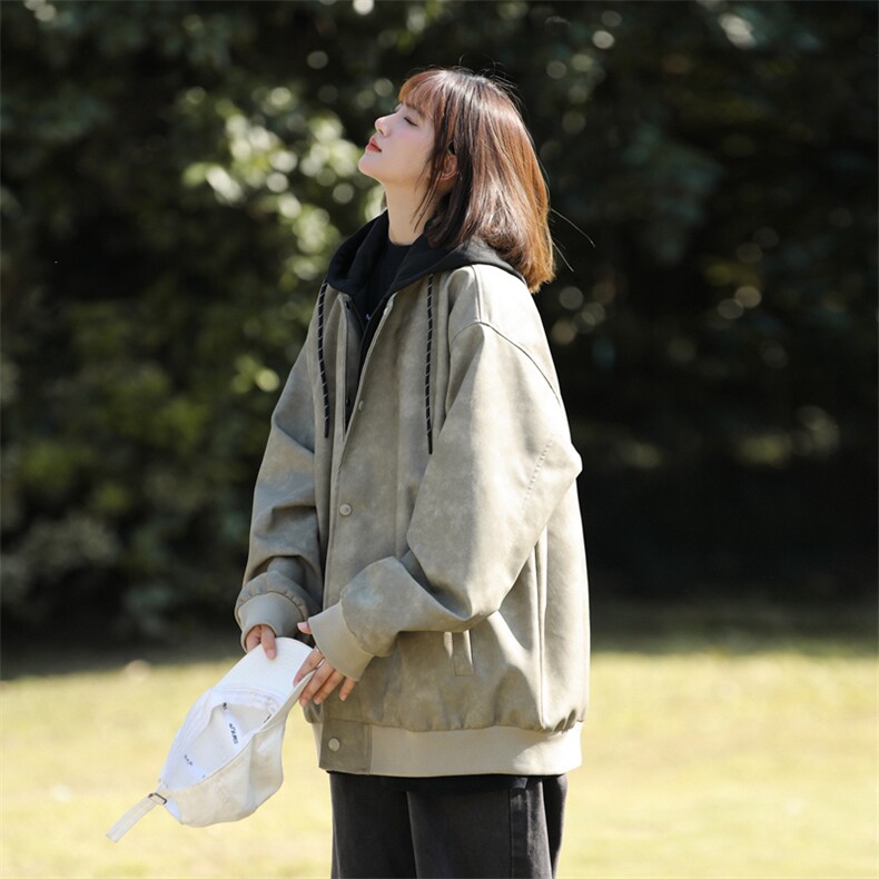 中性风痞帅假两件男装外套美式短款潮牌皮衣夹克DSA157B-J196-P98,男装夹克,电商A157B