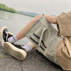 牛仔裤短裤男韩版潮流拉链高街帅2024夏季新款ins五分裤RK278-P38，男装牛仔裤，星座412-2