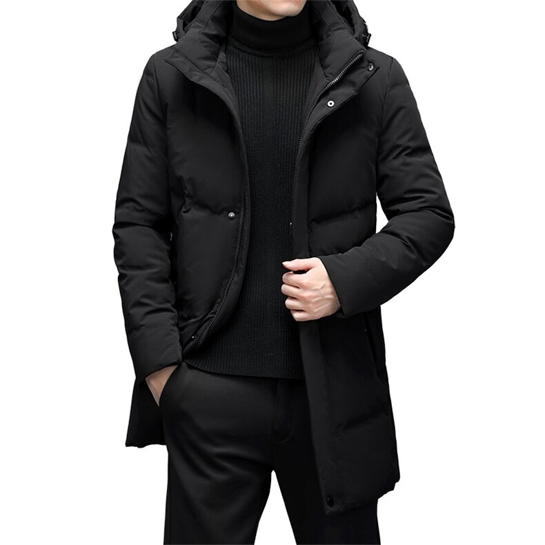 新款冬季连帽羽绒服男装保暖白鸭绒外套中年爸爸装YYYR305-P345，男装羽绒服，电商B212（原钱塘6029）