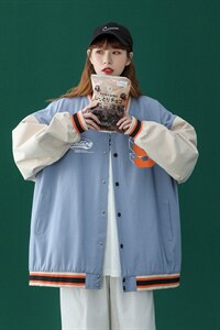 中性风 2026秋季新款设计感字母印花棒球服夹克外套-G236P65控88-图片