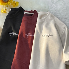 麂皮绒短袖男T恤小众日系T复古美式港风T大码1016-1T222P35K49，男装T恤，星座1016-1（原电商B408-1）