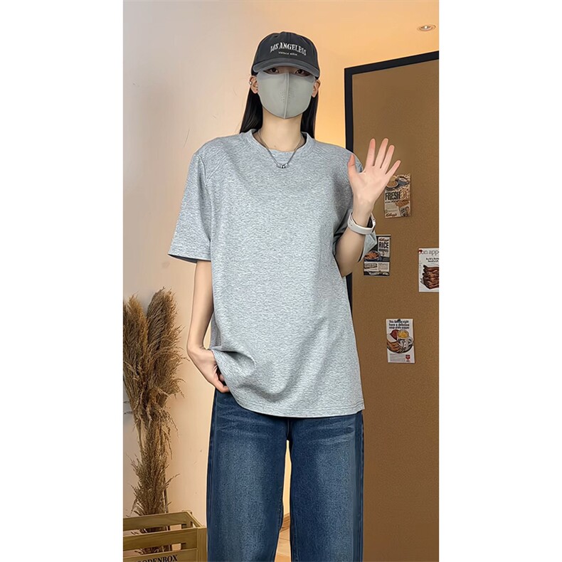 美式boxy重磅正肩短袖T恤男夏季设计感t恤打底衫T3699-特价P24,男装T恤,电商A007