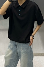 夏装新款绿松石扣子翻领重磅短袖T恤夏季男装半袖POLO衫S426特28，男装Polo衫，电商A233-1