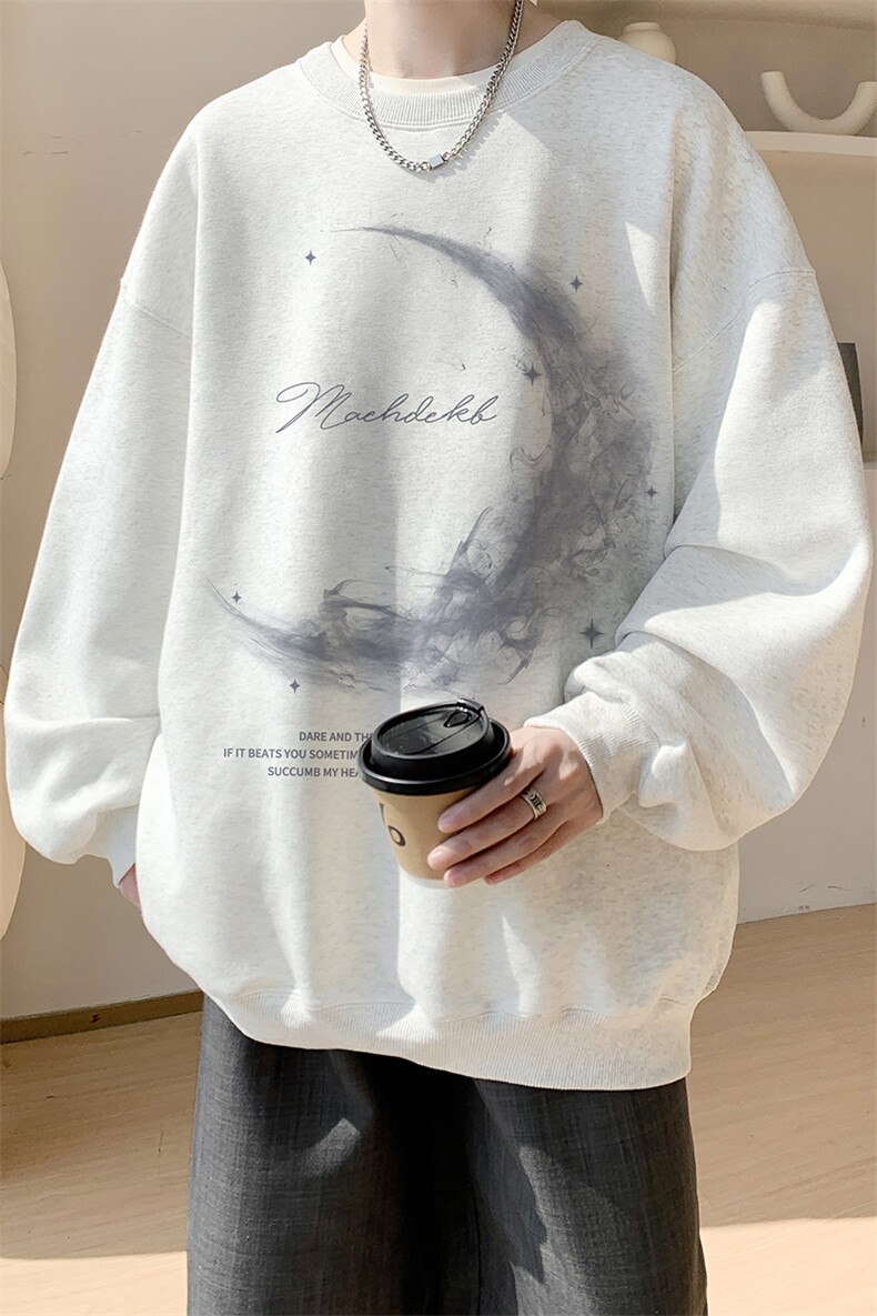 已注册/华棉内景春秋时尚大码宽松圆领卫衣男WY00713/P35加绒P45,男装卫衣,电商B316