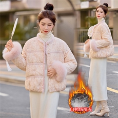 【bao款大货加色】2026冬装新款新中式刺绣羽绒服狐狸毛水貂毛，女装羽绒服，雅静靓衣