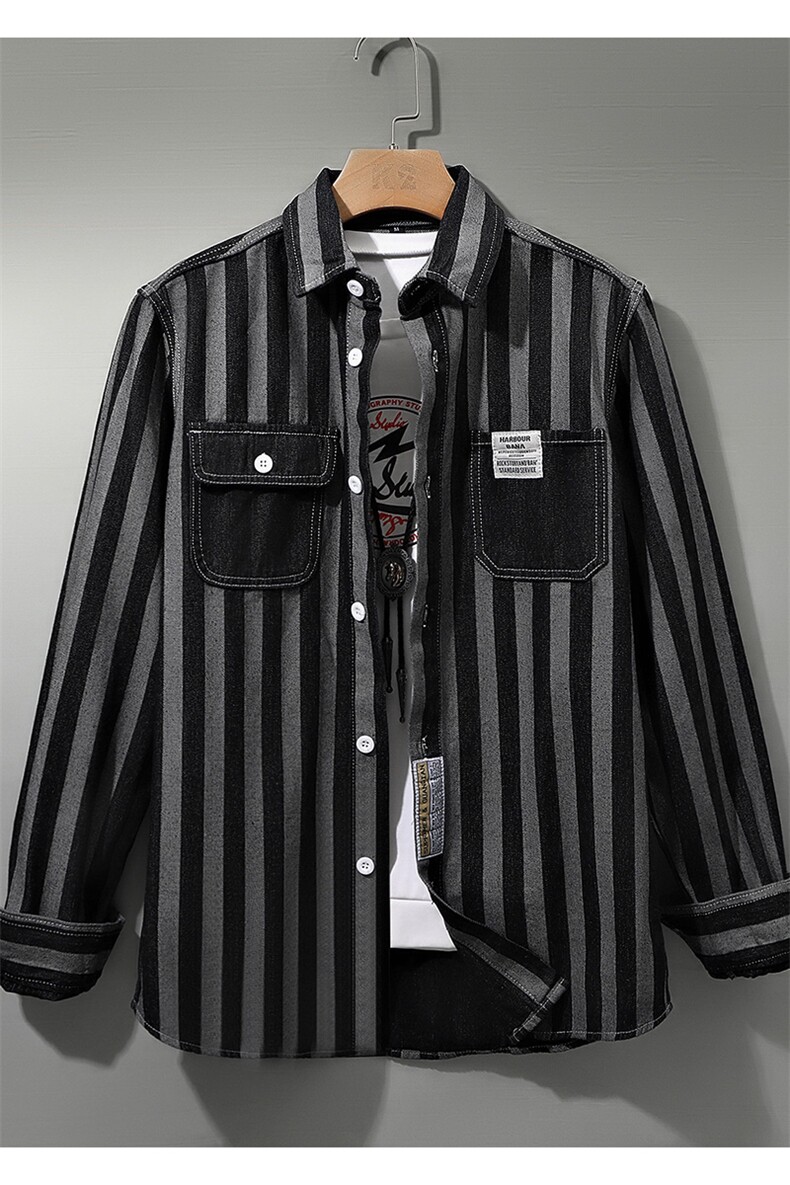 秋季流行男牛仔衬衣宽松休闲长袖衬衫外套XZ310B-3-CY952-P60,男装衬衫,星座310B-3
