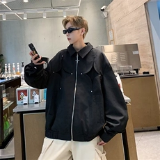 欧美时尚男装潮牌秋季新款落肩高级感夹克加肥加大外套JK3317，男装夹克，星座1116A-1（原606A）
