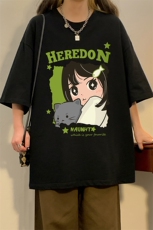 夏新款宽松美潮猫咪女孩可爱印花休闲短袖T恤T6097P25控38，男装T恤，电商A268