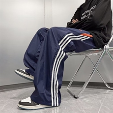 美式复古街头三杆条纹男女宽松直筒速干休闲长裤阔腿裤薄款K7141，男装休闲裤，星座1116A-1（原606A）