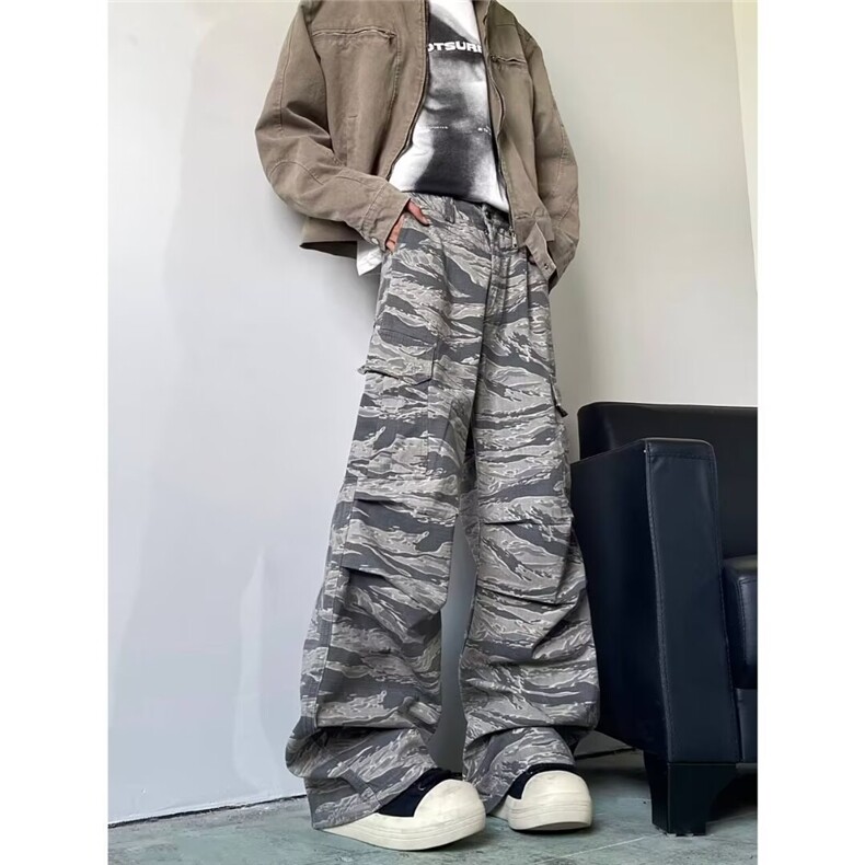 美式高街迷彩工装裤男2024秋冬新款宽松潮牌帅炸街裤子K5809-P55，男装工装外套，星座412-2