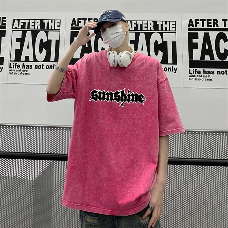 美式高街2026夏季水洗复古宽松短袖T恤男女XZ211-1-T7704-P38,男装T恤,星座211-1