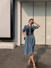 牛仔连衣裙，女装连衣裙，肆尔