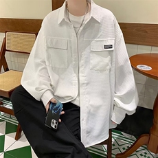 2024春季新款长袖衬衫男士港风宽松休闲百搭衬衣外套W8095-P40，男装衬衫，星座512-4