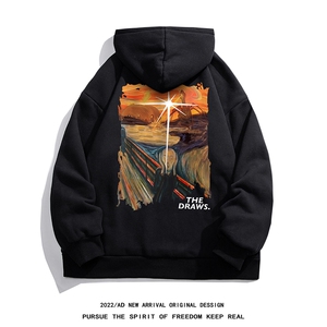 白底 23新款秋季时尚百搭宽松印花潮流情侣连帽卫衣W6274P40控58图片