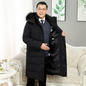 冬装新款中老年羽绒服男时尚爸爸长款带帽爷爷保暖外套YR377-P160图片
