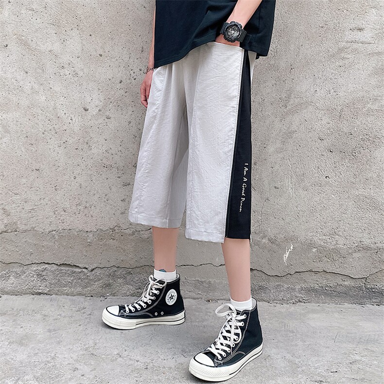 港风男士宽松直筒韩版潮流运动休闲ins蓝底七分裤DK7108-P43控68,男装休闲裤,星座717