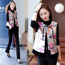 新中式风马甲外套女春秋2025新款时尚刺绣短马夹背心坎肩薄上衣，女装马甲，燕颉服饰