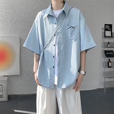 CS1143-特批25控49夏薄款冰丝面料大码短袖衬衫防晒透气外套，男装防晒衣，电商A059