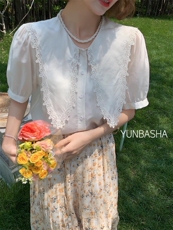 2022韵芭莎夏季新款法式尖尖领上衣，其它，韵芭莎