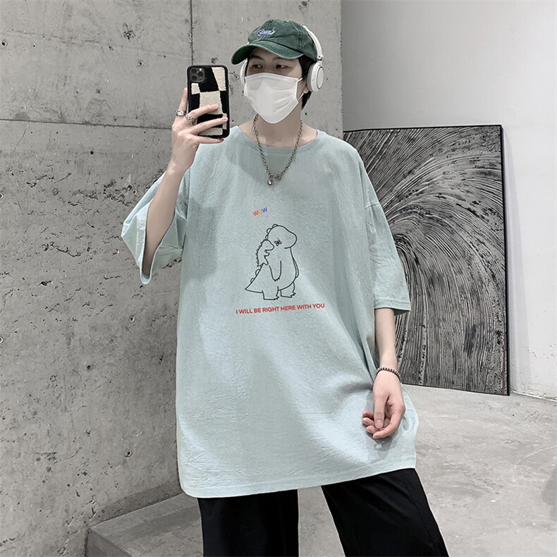 YT26140-P30亚短袖t恤男大码五分袖男宽松七分袖港风模特,男装T恤,电商A040