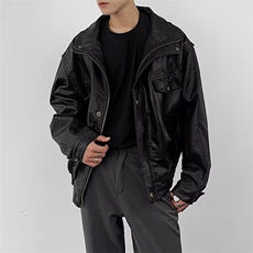 【升级款】高级感机车皮衣夹克男女外套PU皮飞行服Y10166-P85网图，男装夹克，电商B245