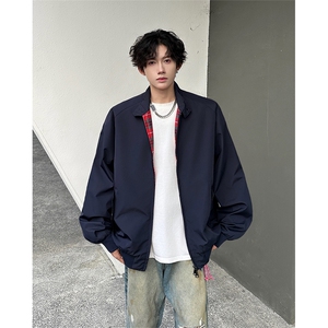 8XL-M美式复古棒球服外套男特大码潮牌双拉链立领夹克衫JK005P85图片
