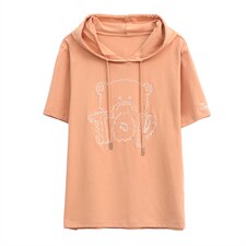 2023夏季新款简约时尚气质圆领休闲舒适连帽T恤，女装T恤，玛其路