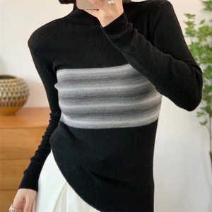 时尚百搭女士羊毛衫 简约优雅修身显瘦长袖针织衫图片