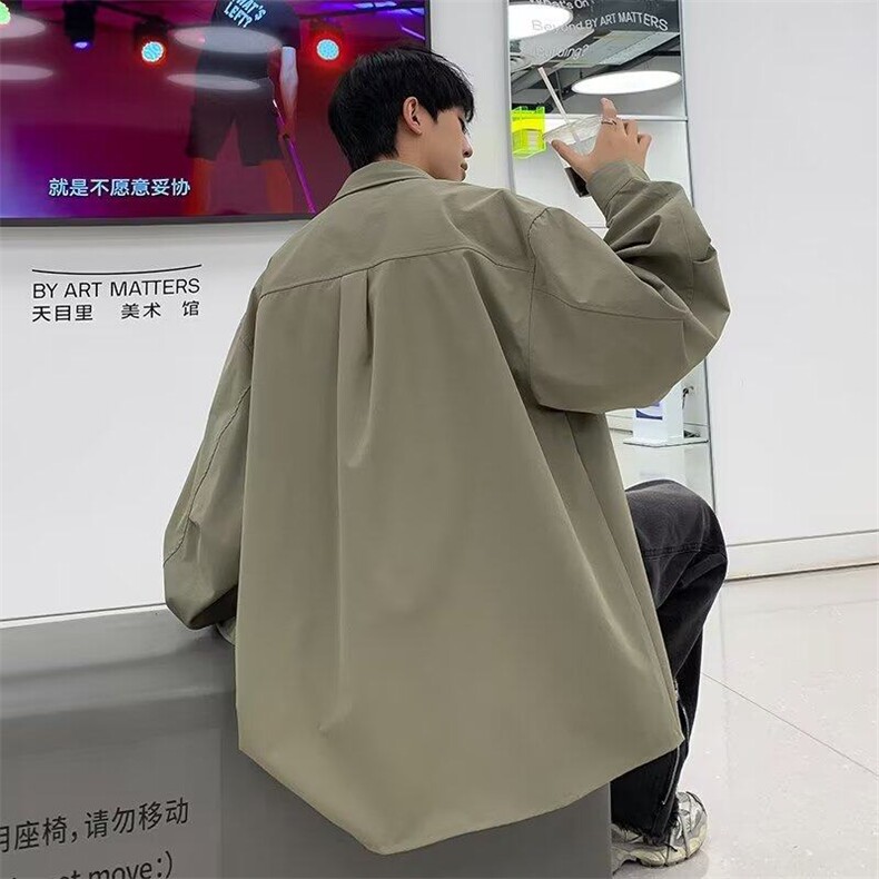 夏季新款气质纯色长袖衬衫男潮流简约青春流行百搭潮上衣,男装衬衫,星座410-6（原星座1304-1）