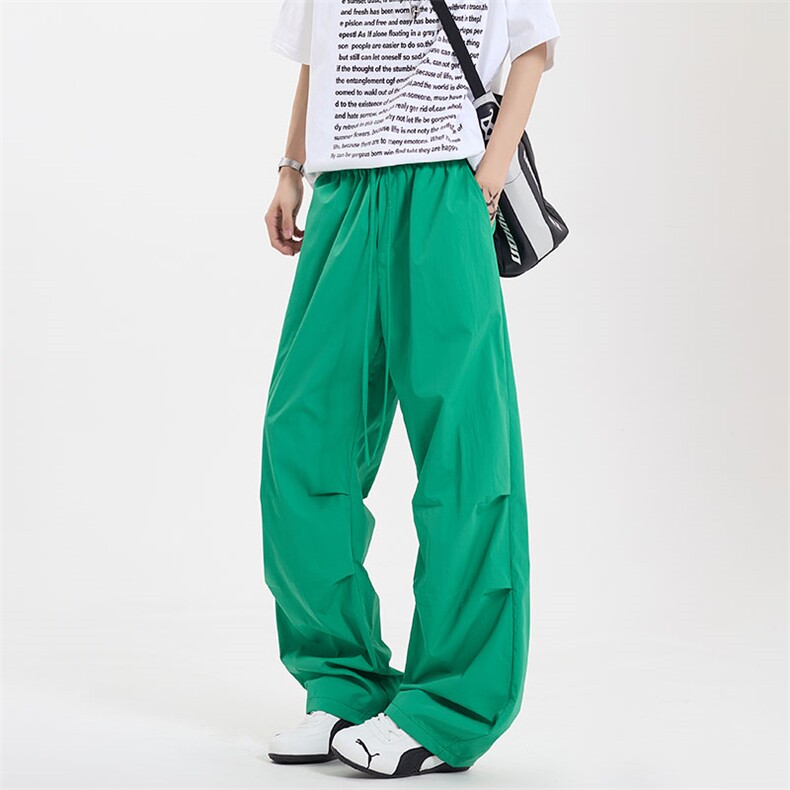 休闲高腰工装裤女宽松垂感伞兵裤薄款通勤直筒长裤K8474-特价P25，男装工装外套，电商A007