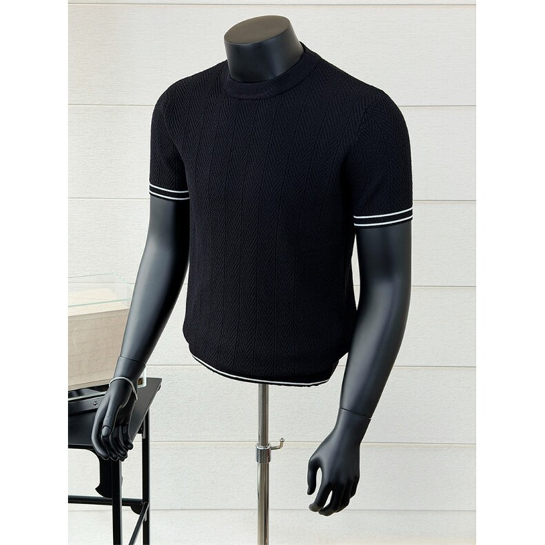 春夏针织短袖T徐肌理感打底衫K87001-P53，男装T恤，星座1012-1