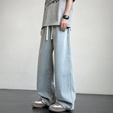 2025年新款春夏季美式宽松复古阔腿牛仔裤S-3XL-8190-特P45，男装休闲裤，星座417-1（原电商B245）