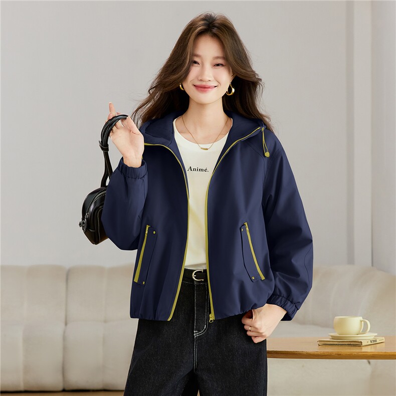 现货2025新款加绒连帽女士休闲时尚连帽派克服,女装派克服,木子恋