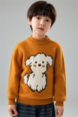 儿童羊毛针织衫宝宝小狗提花套头毛衣羊绒打底衫男女童加厚打底，童装儿童羊毛衫，初丹羊绒童装