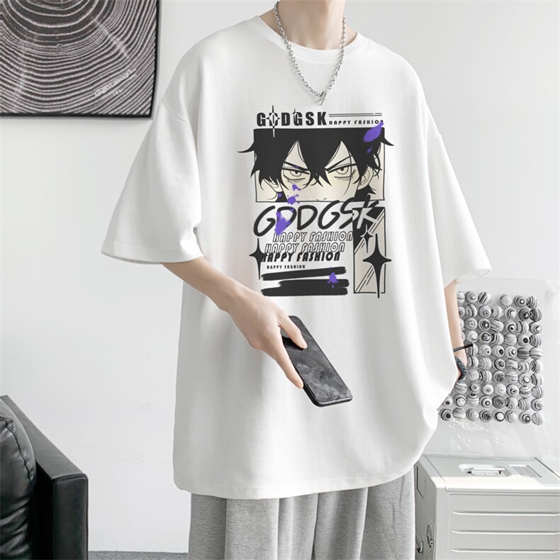 已注册/夏季新款内景纯棉动漫休闲短袖T恤男潮宽松体恤DT9716/P25,男装T恤,电商B316