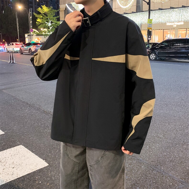 复古撞色拼接立领冲锋衣外套男开衫外套夹克棒球服JK01575-P73,男装夹克,星座308B-2