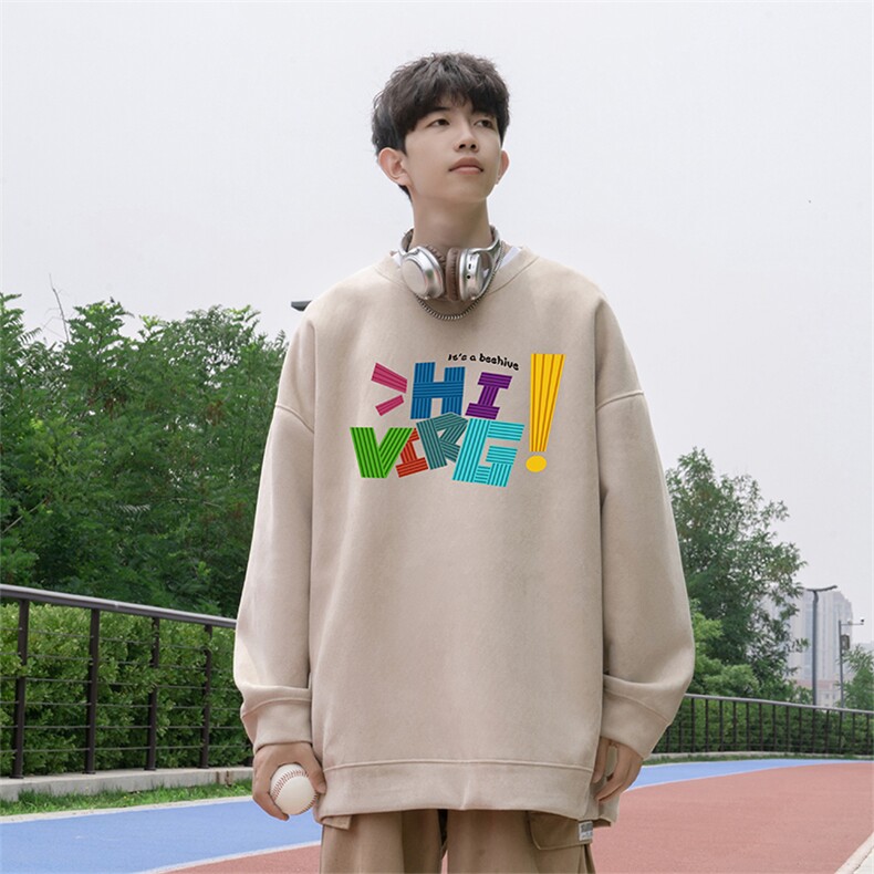 抖音得物高品质港式印花麂皮绒宽松圆领卫衣wyjp3899-特p35控69,男装卫衣,星座605(原A050)