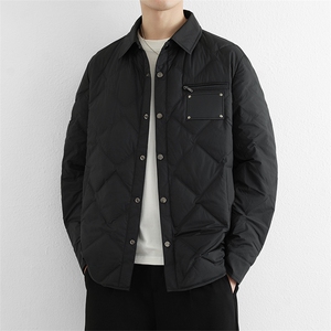 商务通勤轻薄款羽绒服  男士轻便保暖衬衫式时尚翻领羽绒服外套潮图片