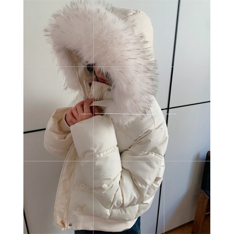 大毛领棉服女冬季新款加厚保暖短款显瘦连帽外套 M206图片