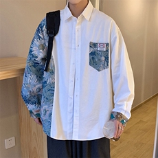 1港风花型长袖衬衫男大码情侣风衬衫男长袖衬衣CS7714P60控88，男装衬衫，星座226-2