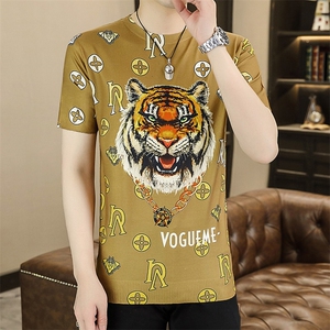 薄款男士短袖体恤中年圆领半袖夏季新款时尚休闲男装宽松T恤上衣