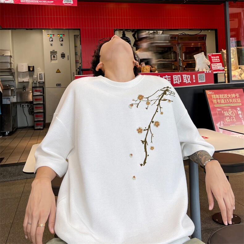 量大优！ 供视频！港风 华夫格短袖T恤半袖男HT216-特P18图片