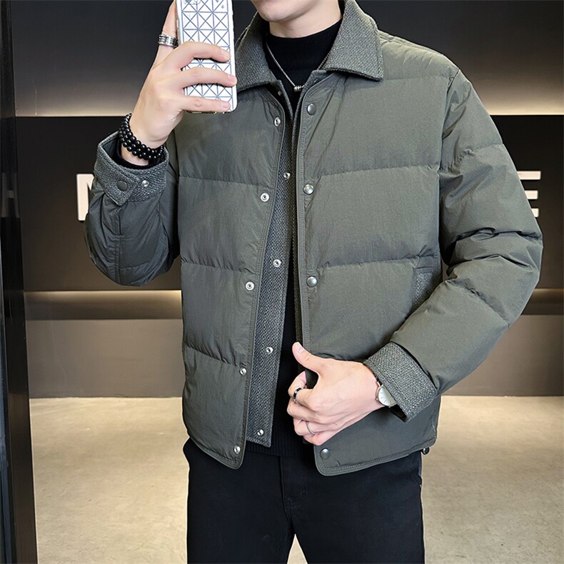 90新标假两件白鸭绒加厚保暖简约休闲羽绒服外套75511-P290,男装羽绒服,电商A413