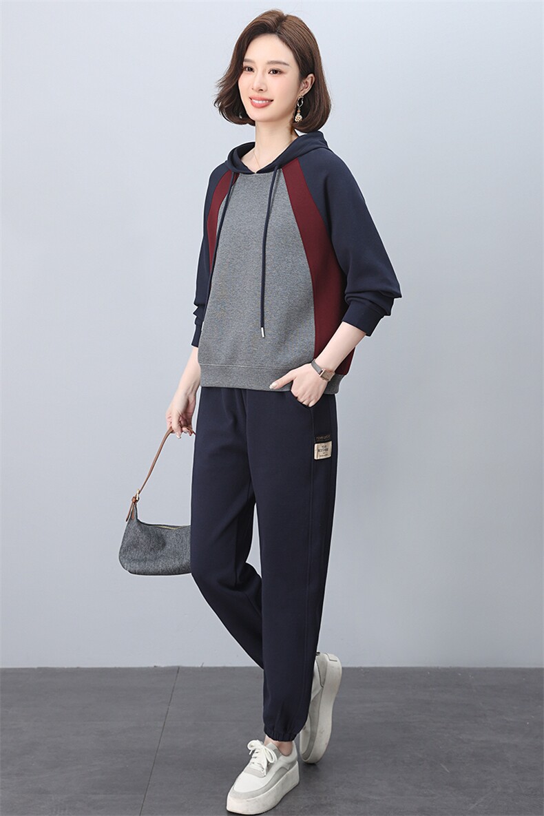 品牌专柜款春装新款韩版大码拼色两件套运动服休闲套装,女装套装/套裙,忆绮罗