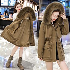 休闲时尚2021冬季宽松韩版中长款棉衣，女装棉衣/棉服，涵亦佰惠